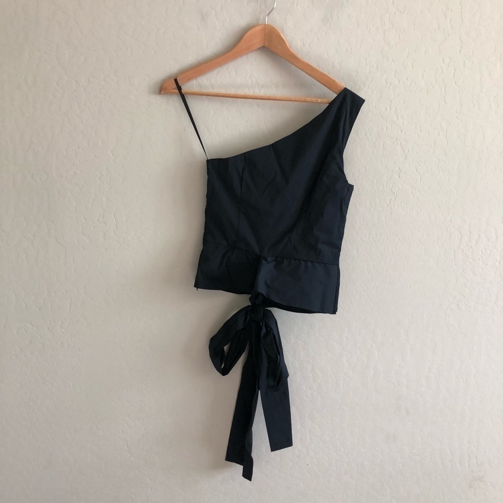 Scripted One-Shoulder Tie-Front Top - image 4